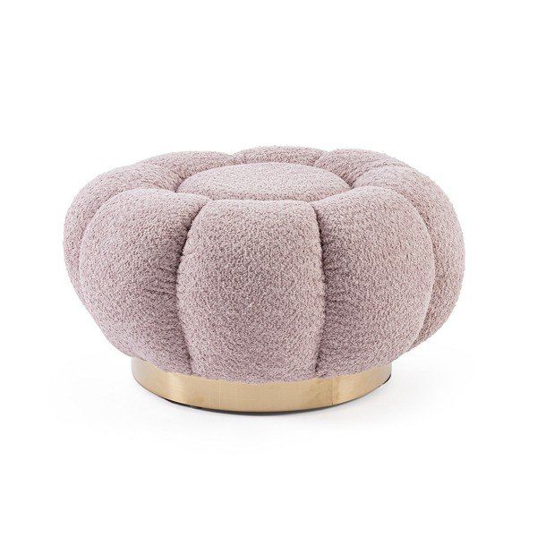 Poggiapiedi rosa polveroso con rivestimento in bouclé Florel – Bizzotto