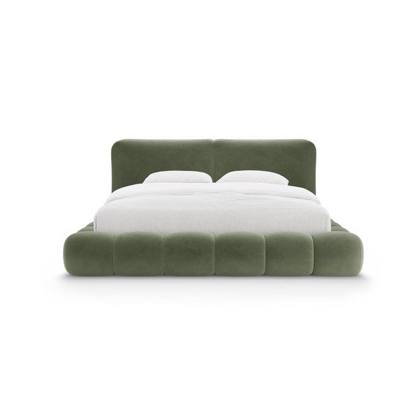 Letto matrimoniale imbottito verde con contenitore con rete inclusa 180x200 cm Solange – Micadoni -image-4