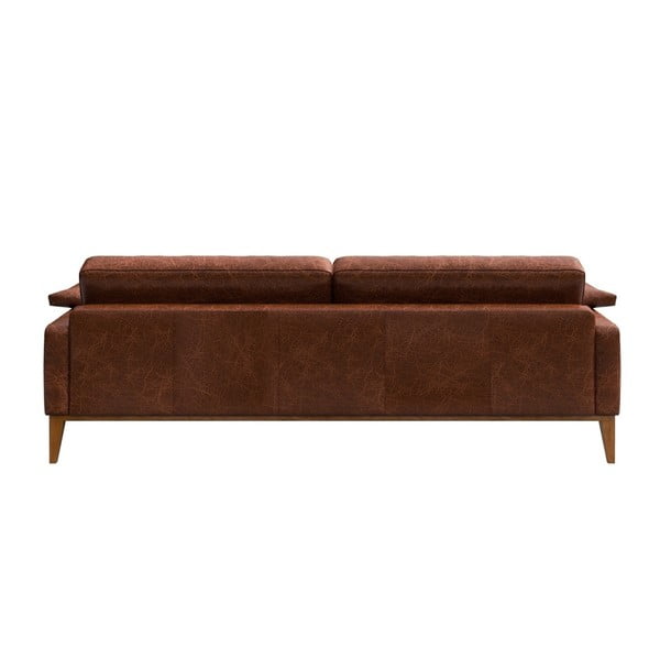 Divano in pelle rosso-marrone Musso, 211 cm - MESONICA-image-3