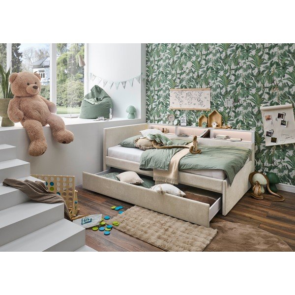 Letto da bambini con sponde beige con contenitore rete non inclusa 90x200 cm Uno – Meise Möbel-image-2