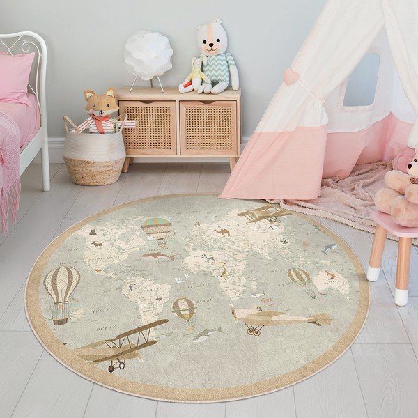 Tappeto da gioco per bambini lavabile ø150 cm Vintage World – Mila Home-image-2