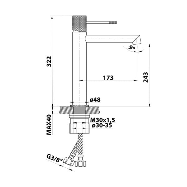 Rubinetto per lavandino in argento lucido verticale Solaris – Sapho-image-3