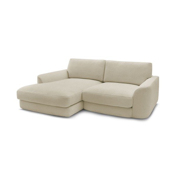 Divano angolare beige (con penisola a sinistra/con chaise lounge) con rivestimento in bouclé Leonore – Bobochic Paris