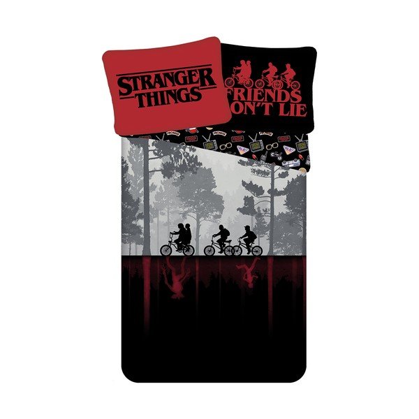 Set copripiumino e federa da bambini in cotone per letto singolo 140x200 cm Stranger Things "Upside Down" – Jerry Fabrics