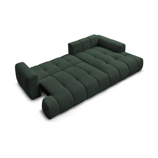 Divano angolare verde allungabile e con contenitore (penisola a destra/chaise lounge) con rivestimento in ciniglia Fuji – Bobochic Paris-image-4