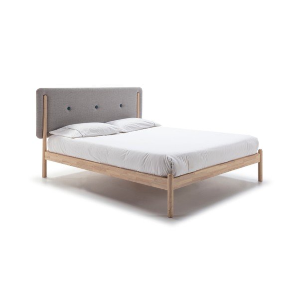Letto in legno con testiera grigia , 140 x 190 cm Annie - Marckeric-image-4