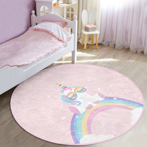 Tappeto rosa per bambini ø 100 cm Comfort - Mila Home-image-4
