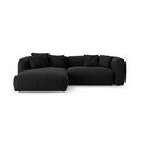 Divano angolare componibile nero allungabile (con penisola a sinistra/con chaise lounge) Martina – Micadoni 