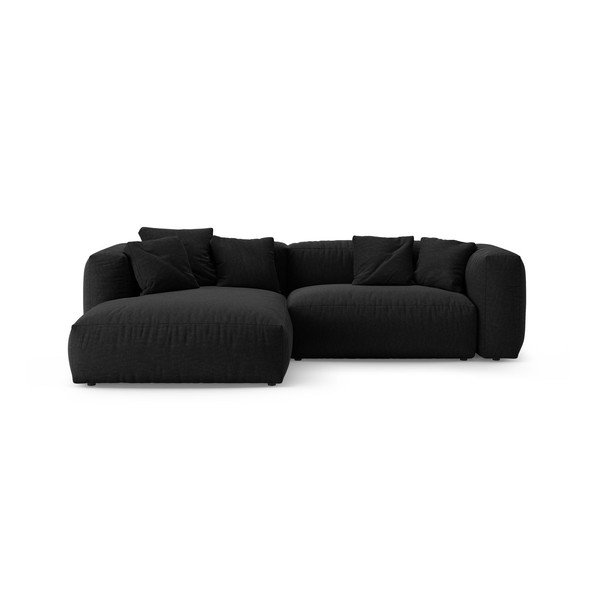 Divano angolare componibile nero allungabile (con penisola a sinistra/con chaise lounge) – Micadoni 