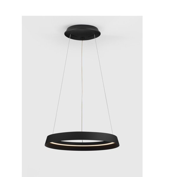 Lampadario LED nero opaco in alluminio con paralume in vetro acrilico con intensità regolabile ø 45 cm Ormi – Nova Luce-image-3