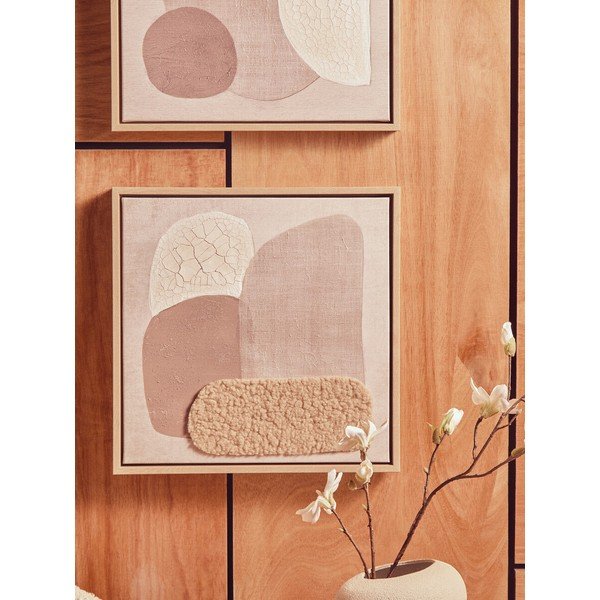 Set di dipinti in 3D con cornice inclusa/dipinti su tela 2 pz 40x40 cm Astratto – Premier Housewares-image-3