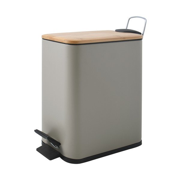 Cestino per la spazzatura grigio tortora in acciaio con pedale 5 l   Erik – Spirella-image-1