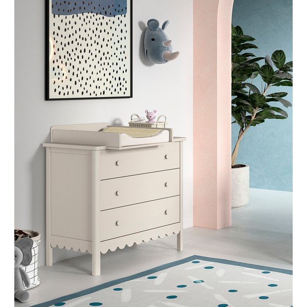 Cassettiera per bambini beige con fasciatoio 89x90x55 cm Swingo – Vipack-image-1