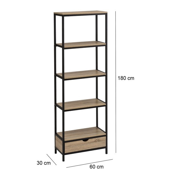Libreria naturale nera in rovere 60x180 cm Urban - Casa Selección-image-2
