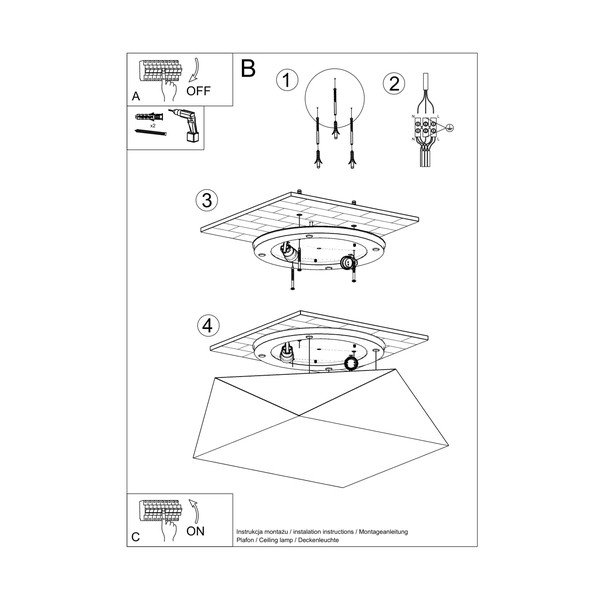 Lampada da soffitto bianca 35x35 cm Koma - Sollux-image-3