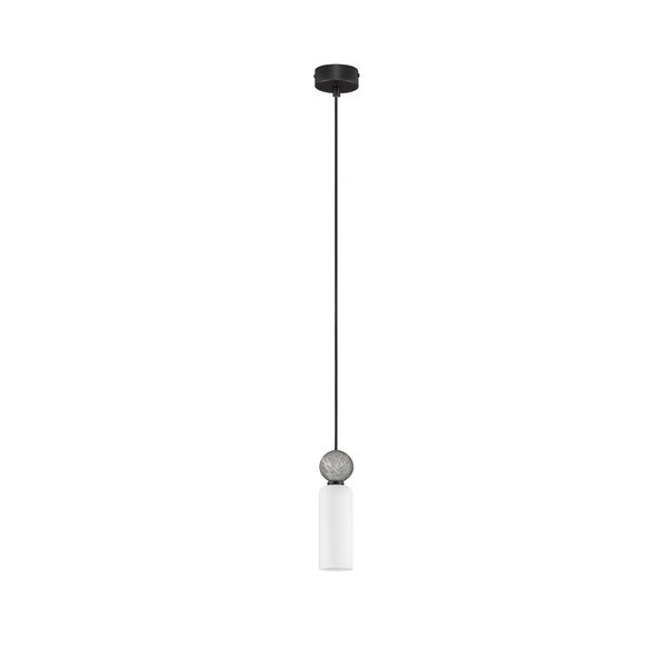 Lampadario nero opaco in pietra con paralume in vetro ø 6 cm Filomena – Nova Luce