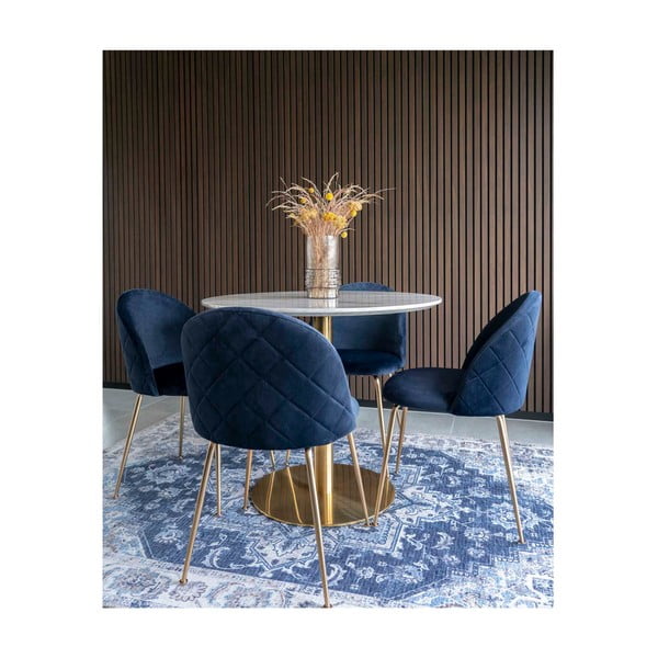 Tavolo da pranzo rotondo con piano in marmo ø 90 cm Bolzano - House Nordic-image-2