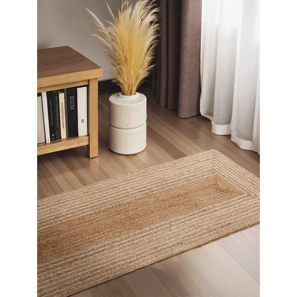 Passatoia di colore naturale/colore naturale chiaro in iuta reversibile/tessuta a mano 80x200 cm Juno – Hanse Home-image-1