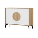 Cassettiera bassa in rovere decorata in bianco e naturale 110x82 cm Vae - Marckeric