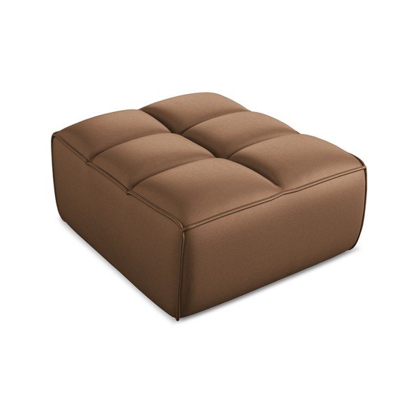Poggiapiedi componibile marrone con rivestimento in finta pelle Kalai – Makamii-image-1