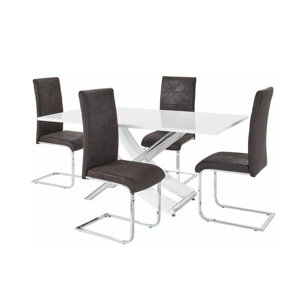 Set di tavolo e 4 sedie grigio scuro Carl - Støraa-image-1