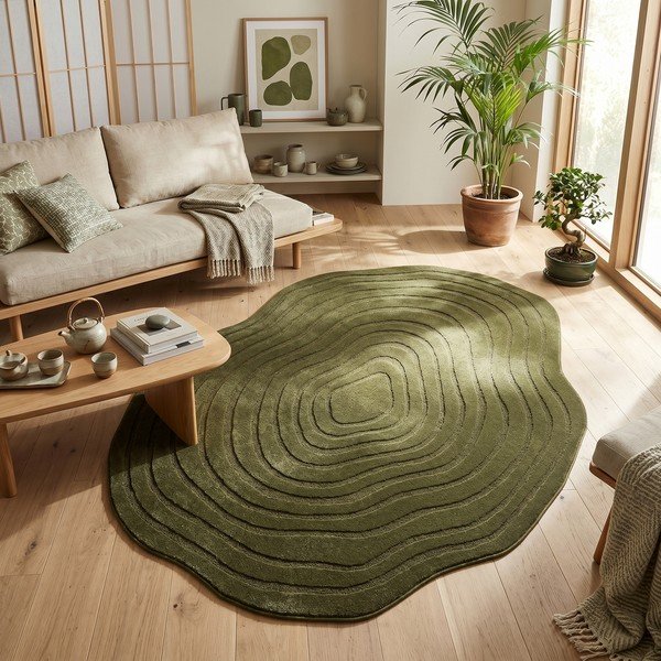 Tappeto verde scuro 160x230 cm Pebble - ESTE-image-4