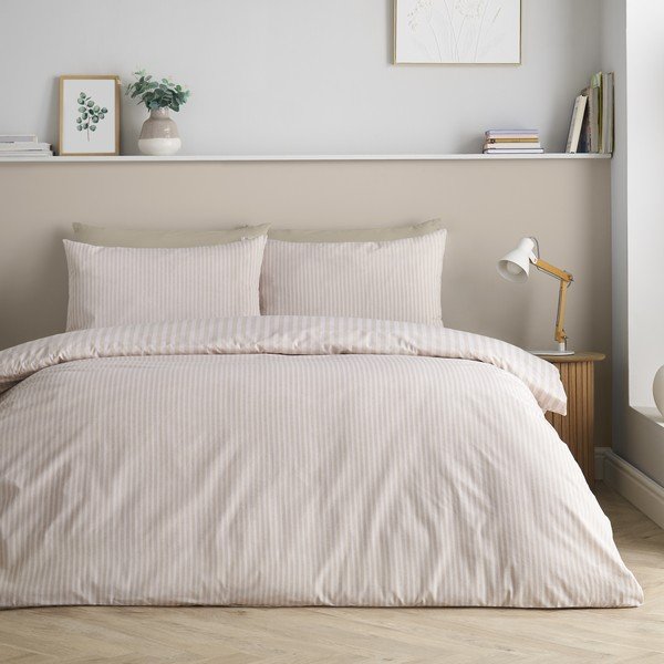 Set copripiumino e federa beige per letto singolo 135x200 cm Epping Textured Stripe – Catherine Lansfield-image-4