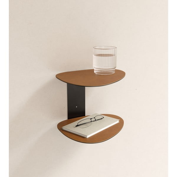 Mensola marrone cognac in acciaio 29 cm Curve Bull – LIND DNA-image-1