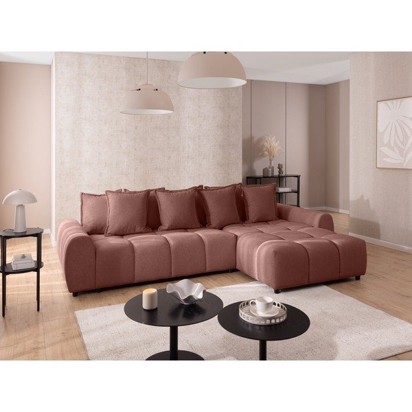 Divano angolare color terracotta (con penisola a destra/con chaise lounge) Albane  – Ropez-image-1