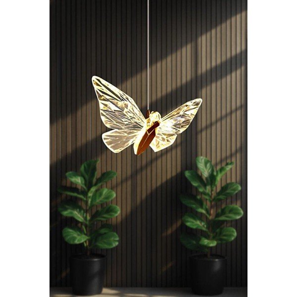 Lampadario LED dorato in metallo con paralume in vetro acrilico ø 20 cm Myrna – Opviq lights-image-2