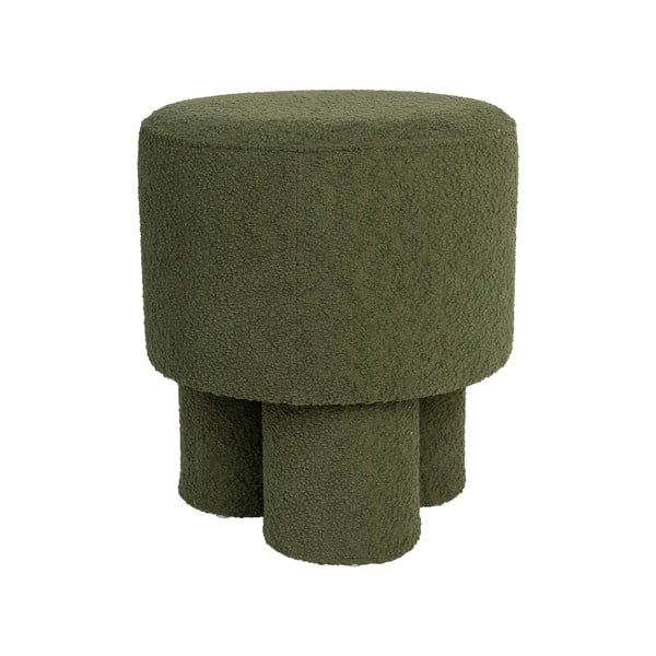 Poggiapiedi verde con rivestimento in bouclé Marcos – White Label