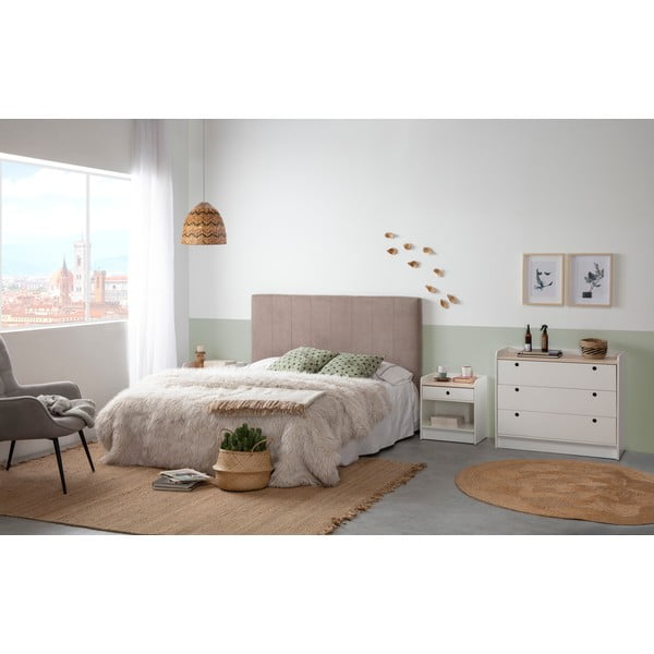 Comodino bianco con piano in legno di pino Monte - Marckeric-image-3