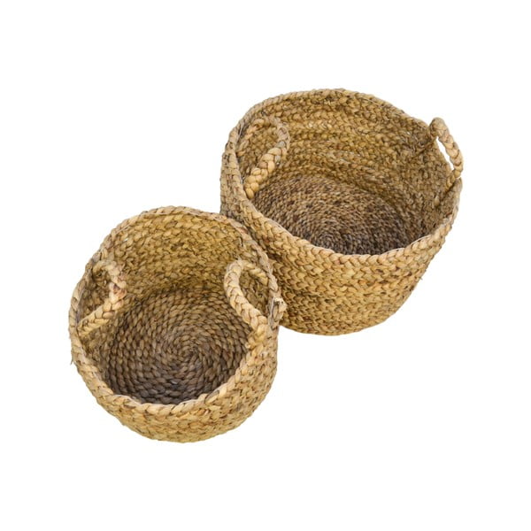 Set di 2 cesti portaoggetti in giacinto d'acqua Naturale - HSM collection-image-2