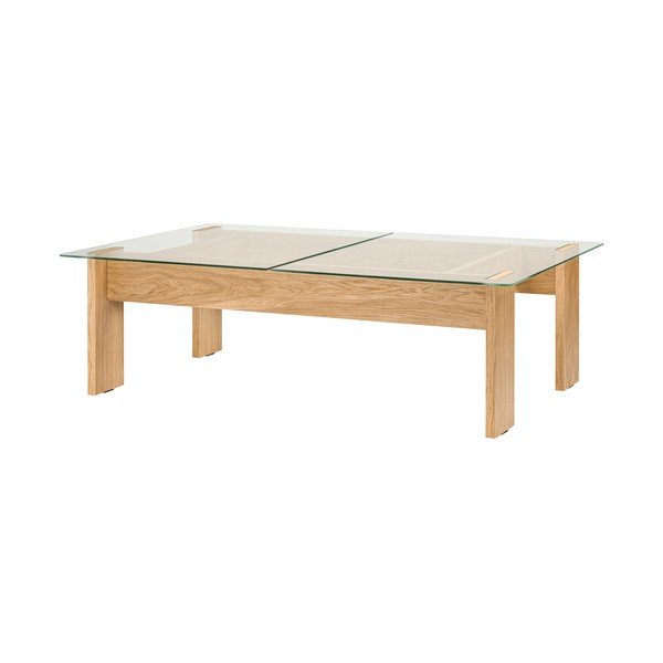 Tavolino da salotto di colore naturale con piano in vetro 86x132 cm Naiko – noo.ma