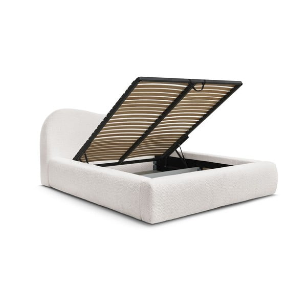 Letto matrimoniale bianco imbottito con spazio contenitivo con rete inclusa 180x200 cm Orlane – Bobochic Paris-image-3