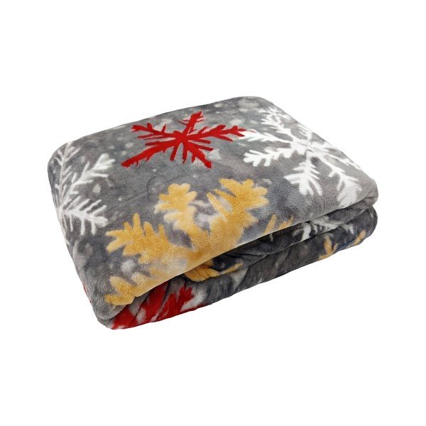 Coperta grigia in micropile a tema natalizio 150x200 cm Polar Flakes – My House