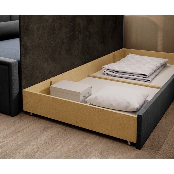 Divano blu/grigio allungabile/con contenitore e rivestimento in ciniglia 214 cm Fulgeo – ELTAP-image-4
