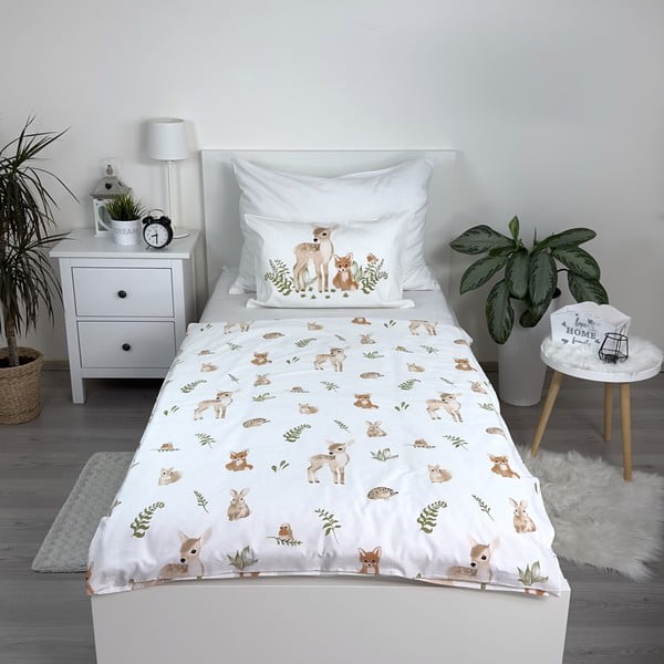 Set copripiumino e federa da bambini bianco/marrone in cotone per culla 100x135 cm Forest Animals – Jerry Fabrics-image-1