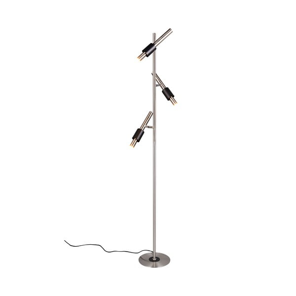 Lampada da terra LED nera e argentata (altezza totale 150 cm) Ikaris – Trio Select-image-2