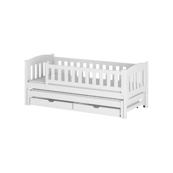 Letto per bambini in legno di pino bianco con letto estraibile e contenitore 90x200 cm Amelka - Lano Meble