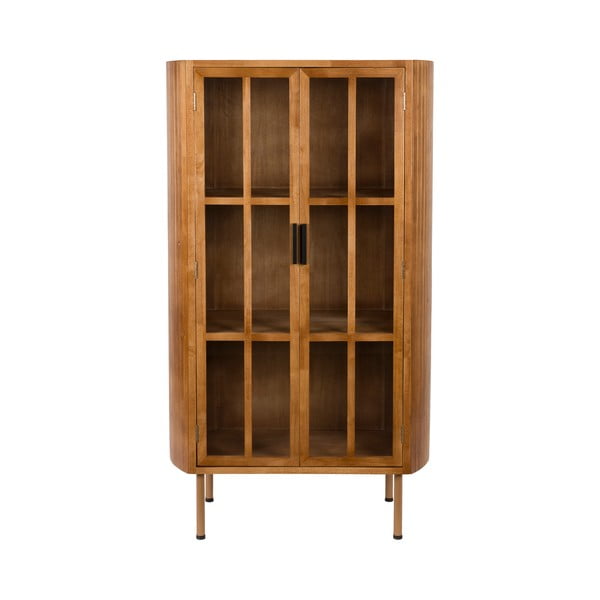 Vetrina di colore naturale in legno di cauciù massiccio 80x140x38 cm Yaz – White Label