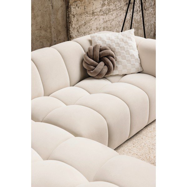 Divano angolare color crema (con penisola a destra e chaise lounge) con rivestimento in velluto Cube – Bonami Selection-image-4