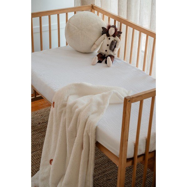 Lenzuolo con angoli per bambini bianco in mussola per culla 60x120 cm Burumcuk – Mijolnir-image-1
