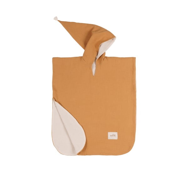 Poncho per neonati in mussola marrone cognac taglia M - Malomi Kids