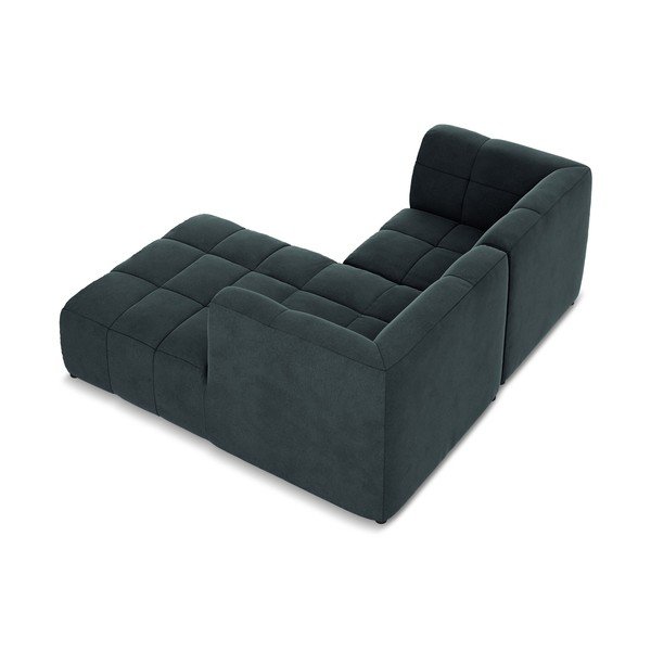 Divano angolare blu (con penisola a destra/con chaise lounge) con rivestimento in velluto Aloha – Makamii-image-4