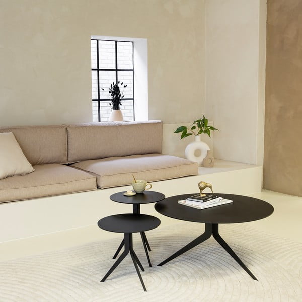 Tavolino da salotto rotondo nero in metallo ø 78 cm Daley – Spinder Design-image-3