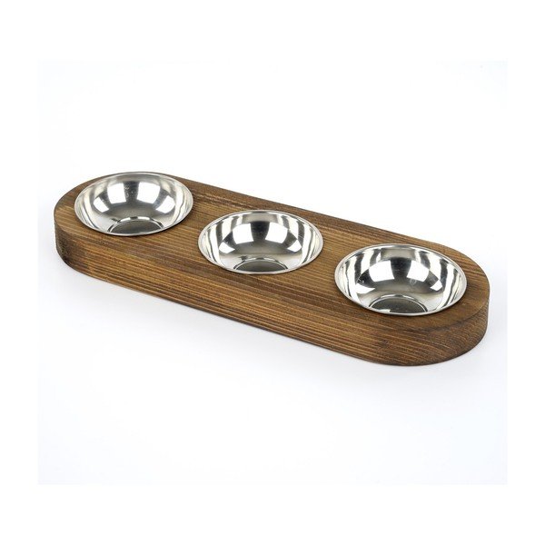 Ciotola tripla per cani con base in legno massiccio di abete rosso - Petpetite-image-4