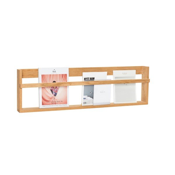 Mensola di colore naturale in rovere massiccio con ripiani multipli/con ripiano per foto 110 cm Display – Hübsch-image-4