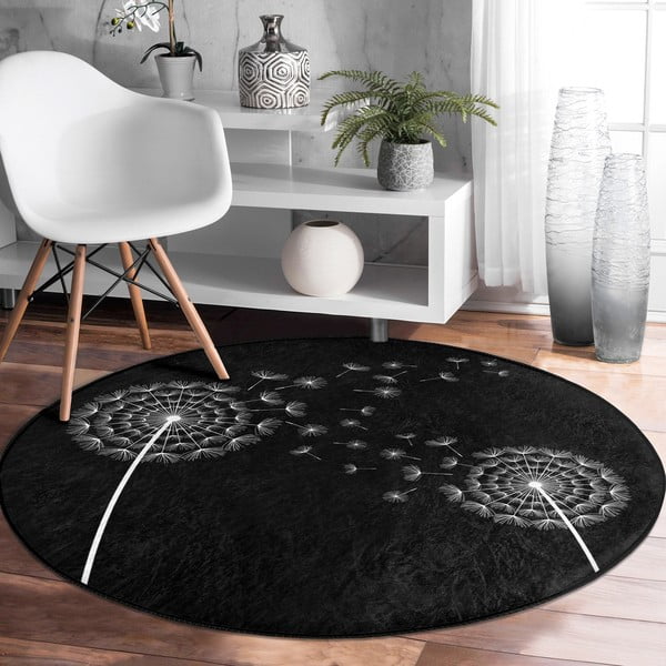 Tappeto rotondo nero lavabile adatto a robot aspirapolvere ø 80 cm Comfort - Mila Home-image-4