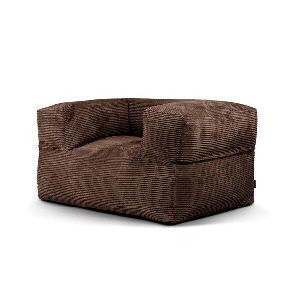 Puof a sacco marrone scuro con rivestimento in velluto a coste MooG – SLOWDOWN